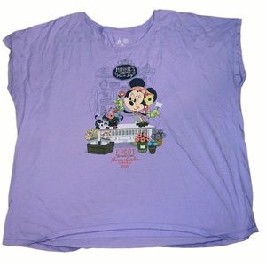 DISNEY Parks Epcot Flower Garden Minnie’s Farmhouse Flower Shop purple Tee 2X A1